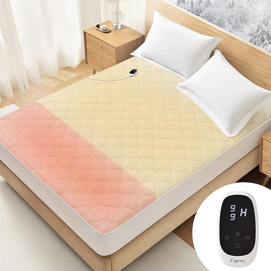 Heated Mattress Pad Quilted Multizone Electric Mattress pad Individual Body & Feet Bed Warmer 9 Heat Settings 1-12 Hours Auto Off Deep Pocket Fast Heating Machine Washable Twin Plus 39''x80''