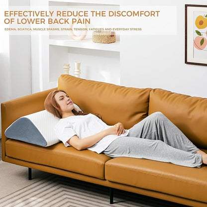 Knee Wedge Pillow 6.9'' for Post-Surgery Recovery-Leg Elevation Support for Sleep Position, Alleviating Lower Back & Hip Pain Enhancing Circulation in Ankles Legs Triangle Pillow with Removable Cover