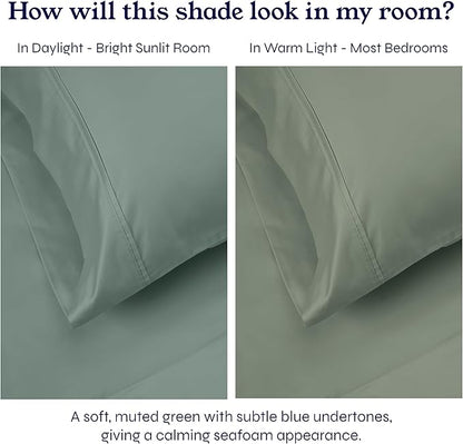 California Design Den Full Size Bed Sheets Set - Soft 400 Thread Count Sateen, Natural 100% Cotton Sheets with Deep Pockets, Breathable, and Durable Bedding Set - Sage Green