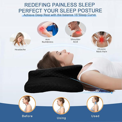Pain Relief Cervical Pillow for Neck Support, Adjustable Ergonomic Pillow Cozy Sleeping, Odorless Orthopedic Memory Foam Pillows, Contour Bed Pillow for Side Back Stomach Sleeper