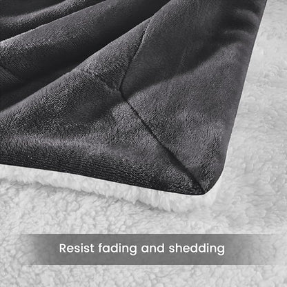 IR Imperial Rooms Sherpa Blankets Queen Size - Thick and Warm Blankets for Winter, Reversible Soft and Fuzzy Fluffy Queen Size Blanket for Bed, Grey, 90x90 Inches