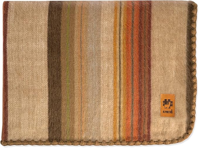 Alpaca Wool Blanket - Queen Size Bed - Alpaca Throw - Best Gift & Warm, Lightweight, Couch or Camp - Outdoor - 87 x 64 Inches (Brown)