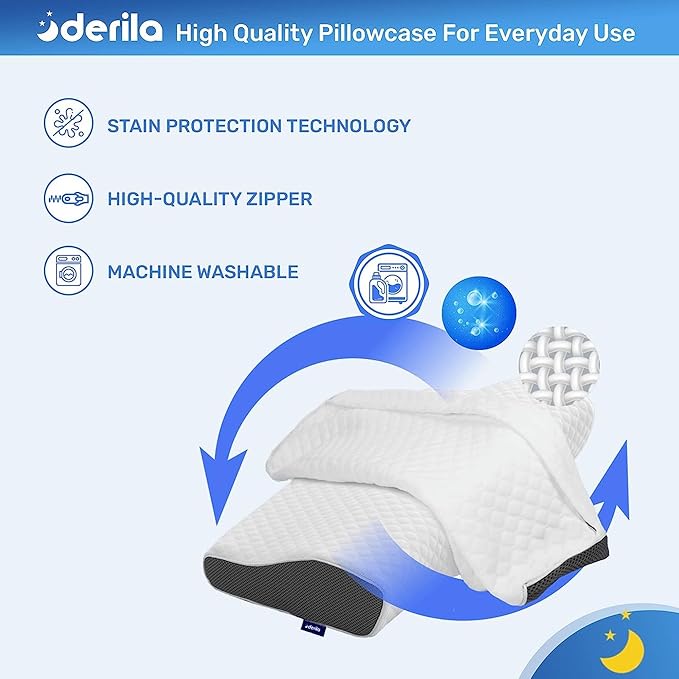 Derila King Size Pillow Case | Designed to Keep Your Memory Foam Pillow Covered and Protected with This Crisp, Clean, White Pillowcase Made from Premium Materials