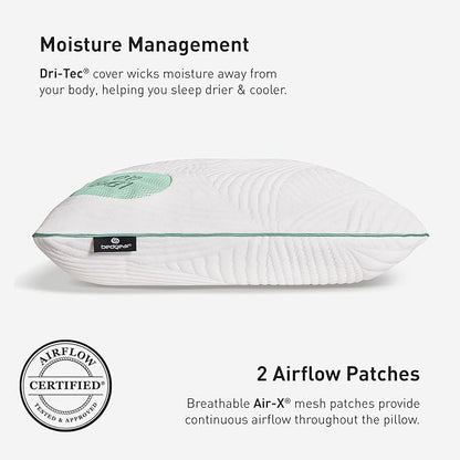 Bedgear Level Cuddle Performance Pillow - Firm Bed Pillow for Side Sleepers - Moisture Wicking Removable Cover - Size 0.0