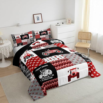 Feelyou Cartoon Tractor Comforter Set Farm Tractor Down Duvet for Kids Boys Toddler Vehicle Truck Bedding Set Harvester Excavator Comforter 1 Comforter Set with 1 Pillowcase Toddler Size