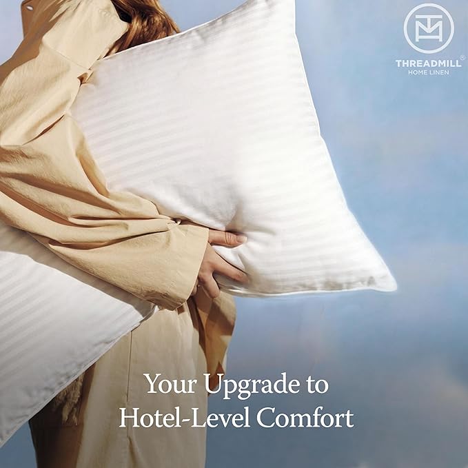 Threadmill Soft Bed Pillows Standard Size Set of 2 | Down Alternative Cooling Bed Pillow for Sleeping | Soft Pillows | 20 x 26 Hotel Pillow, Standard Pillows 2 Pack for Back, Stomach or Side Sleepers