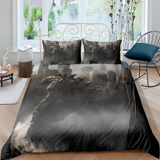 Duvet Cover Set Boys Twin Size Printing Comforter Cover Bedding Set 3D Cartoon Soft Microfiber 1 Piece Duvet Cover 2 Pieces Pillow Shames No Comforter Inside (Dino35, Twin)