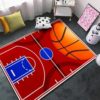 Basketball Court Rug - Basketball Rug for Boys Bedroom, Sports Decor for Boys Bedroom Kids Carpet, Sports Themed Carpets for Playroom Living Room Floor Mat or Door mat, 3x4 Feet