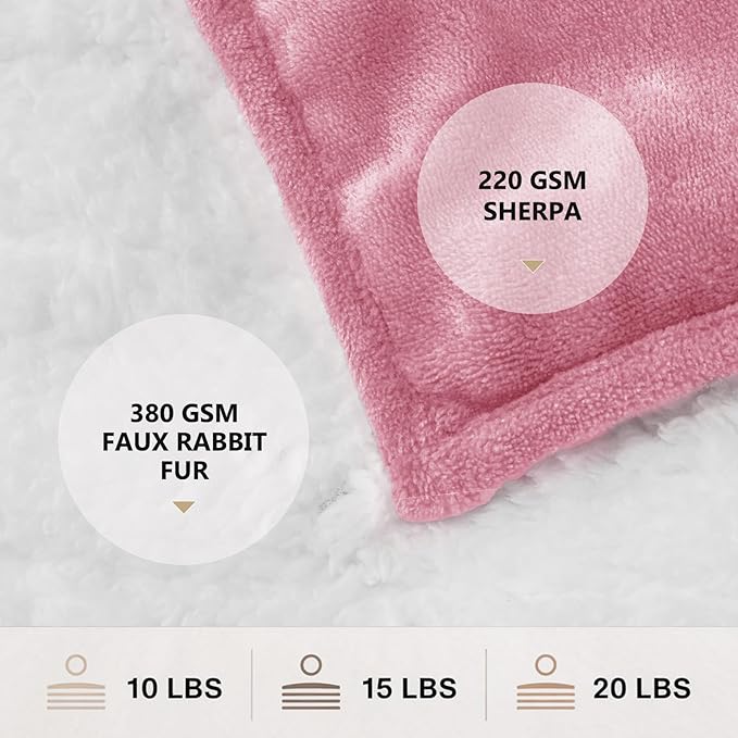 Homemate Heated Weighted Blanket for Adults - 50"x60" 10lbs Electric Throw Fast Heating Heavy Blanket 1/2/4/6/8 Hour Auto Off 10 Heat Levels Over-Heat Protection Soft Flannel Sherpa