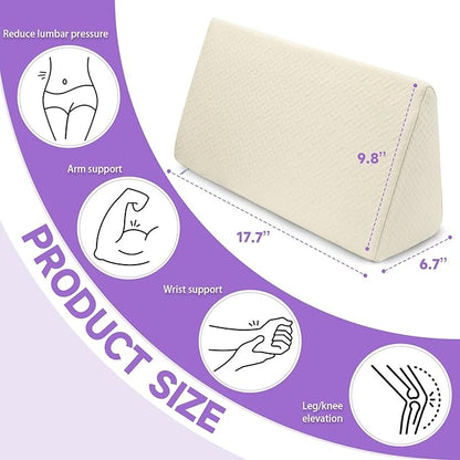 Small Wedge Pillow, Small Wedge Pillow for Sleeping, Foam Wedge for Yoga, Laptop, Memory Foam Positioning, Foam Pillow for Chair, Provide Support and Relieve Fatigue(Apricot-17.7")