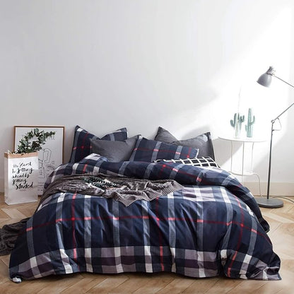 Wellboo Navy Blue Plaid Comforters Full Blue Geometric Tartan Bedding Comforters Cotton Women Men Preppy Buffalo Check Warm Quilts Vintage Blue Grid Blankets Farmhouse Down Alternative Bed
