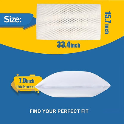 Talalay 100% Natural Premium Latex Pillow,Bed Pillow for Sleeping with Removable Cotton Cover, Helps Relieve Pressure, Breathable, Pressure Relief, Durable, Best Gift (King Size)