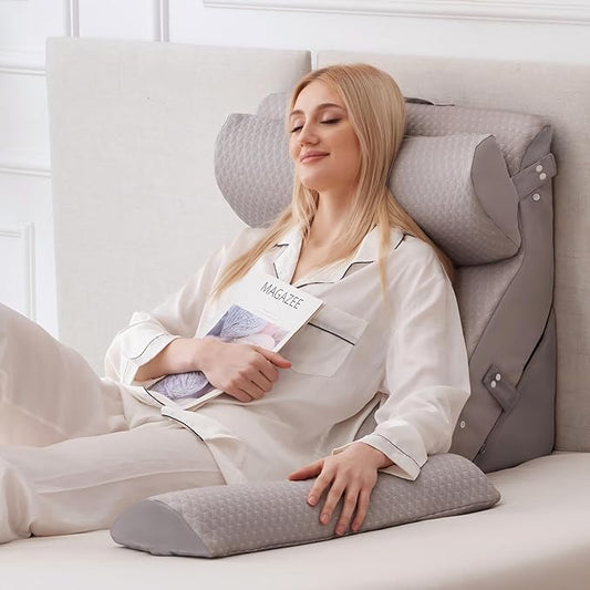 4PCS Wedge Pillow Set for After Surgery, 10-in-1 Adjustable Wedge Pillow for Acid Reflux Relief, Bed Wedge Pillows for Sleeping, Snoring & Back Pain Relief, Sit up Pillow for Bed, Grey