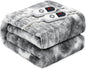 Electric Heated Blanket 90"x100",Luxury Grey Faux Fur Electric King Blanket,Fast Heating Soft Fluffy Thick Electric Blanket with 6 Heating Levels & 12H Auto Off