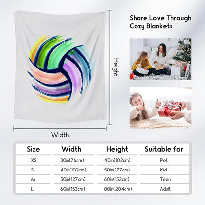 Volleyball Blanket, Volleyball Gifts for Teen Girls, Girls Sport Blankets Gift for College Team Players, White Soft Plush Kids Throw for Bed Living Room, 60"x80"