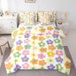 Feelyou Cute Flower 7 Piece Bedding Set Colorful Floral Comforter Set with Sheets for Kids Boys Girls Kawaii Theme Bed in a Bag White Bed Set Soft Lightweight
