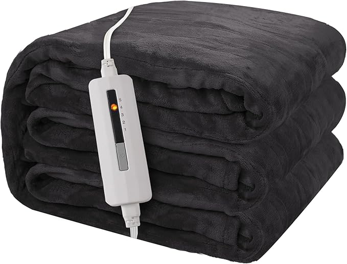 Electric Throw Blanket 50"x60" Throw Size with Cozy Microplush, 5 Heat Settings & 3 Hours Auto Off, Cozy & Warm for All Night, Machine Washable, Iron Grey