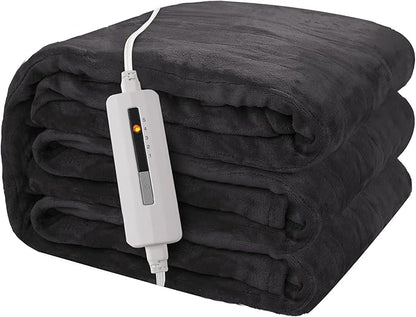 Electric Throw Blanket 50"x60" Throw Size with Cozy Microplush, 5 Heat Settings & 3 Hours Auto Off, Cozy & Warm for All Night, Machine Washable, Iron Grey