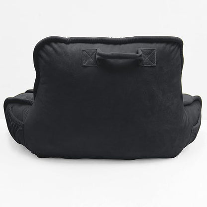 Super Soft Velvety Backrest Reading Bed Rest Pillow with Arms and Pockets 18" H for Sitting in Bed Couch Sofa, Back Support Wedge Cushion with Removable Cover, 20" x 18" x17", Black