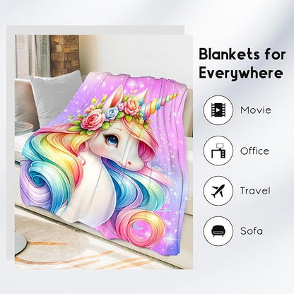 Kids Blanket for Girls - Unicorn Gifts for Daughter Adults - Cute Throws for Sofa Bedding (60"x80")
