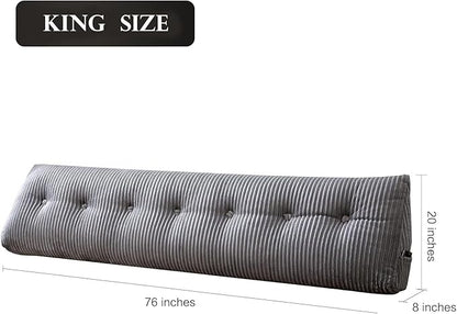 Large Headboard Pillow Headboard Wedge Pillow Bed Rest Reading Pillow Bolster Triangular Pillow for Sitting in Bed-Backrest Positioning Support Long Pillow for Daybed (King:76x8x20 Inches,Grey)