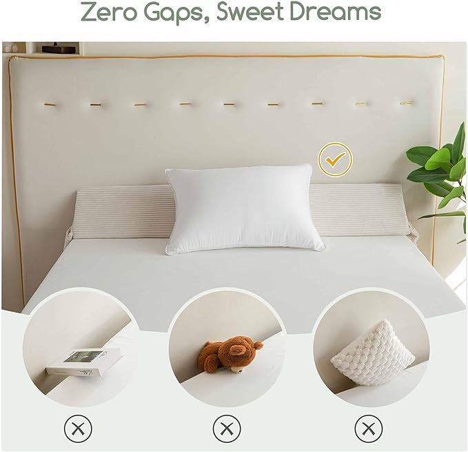 HIGOGOGO King Size Wedge Pillow for Headboard Gap - Multi Functional Mattress Wedge Bed Gap Filler Close The Gap (0-7") Between Your Mattress and Headboard or Wall (Beige 76"x11"x9")
