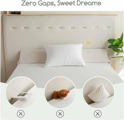 HIGOGOGO King Size Wedge Pillow for Headboard Gap - Multi Functional Mattress Wedge Bed Gap Filler Close The Gap (0-7") Between Your Mattress and Headboard or Wall (Beige 76"x11"x9")