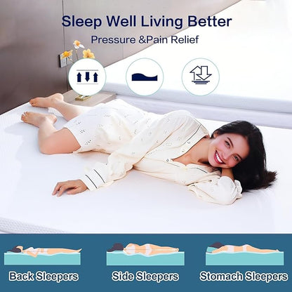 Mattress Topper Full Size, Memory Foam Mattress Topper Full 3 Inch High Density Mattress Pad Comfort Cooling, Bed Topper with Removable Cover, 4 Elastic Straps White, CertiPUR-US Certified