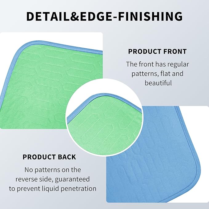 Incontinence Bed Pads Washable & Reusable, Ultra Soft 4-Layer Leakproof Underpads, 34" x 36" Mattress Protector Pee Pads for Adults, Children, Pets (4 Pack, Green)