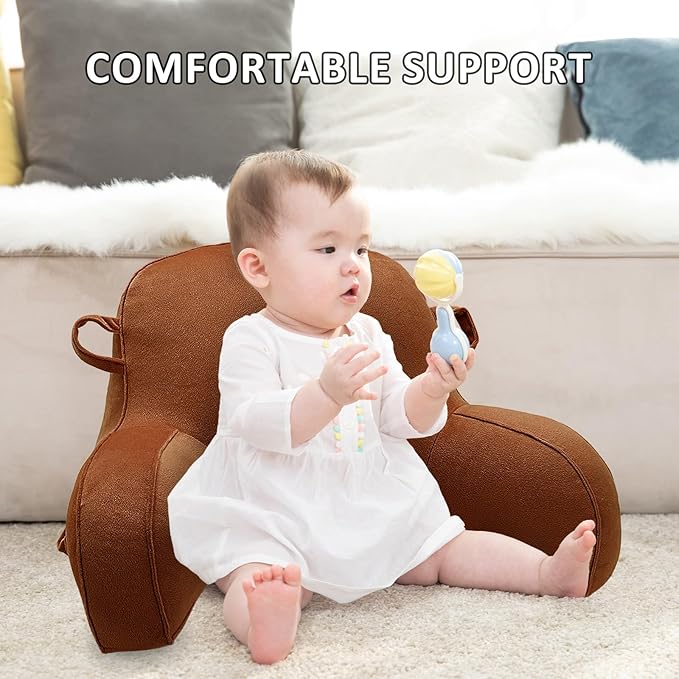 LiveGo Reading Pillow for Kids, Velvet Back Support Cushion for Sitting Up in Bed Adults, Kids Cuddle Cushion with Arms & Backrest Support Pillow for Teen Boys Girls Reading Bed Rest