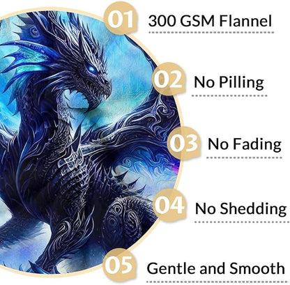 Dragon Blanket Gifts - 60 x 80 Inches Twin Size Soft Fuzzy Plush Throws for Adults, Men - Boys Throw Blanket Room Decor for Bed, Couch