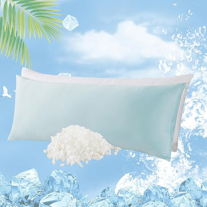 WhatsBedding Memory Foam Body Pillow with Zippered Cooling Cover, Full Body Pillow for Adults, Long Pillow for Sleeping, Fluffy Supportive, Ice Blue