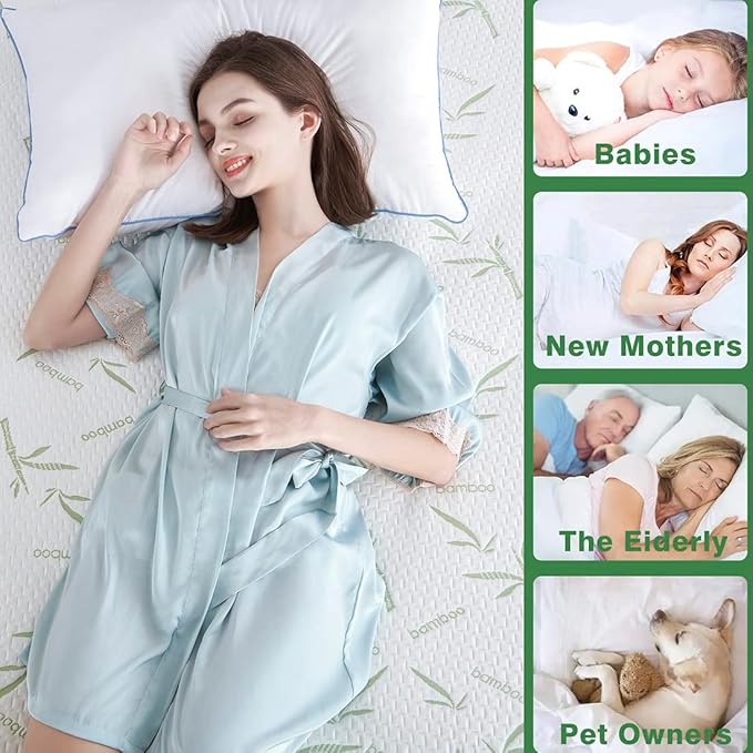 Parkdeny Queen Waterproof Cooling Mattress Cover, Rayon from Bamboo Encasement, 3D Air Fabric, Breathable, Noiseless, Washable, Fits 5"-15" Deep Mattresses