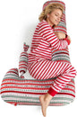 Long Body Pillow with Mini Candy Pillow - Full Size Hugging & Cuddle Bolster, Removable Red Christmas Print Cover, Adjustable Firmness, Machine Washable- for Adults, Kids, Pregnancy Support
