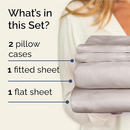 Twin XL 4 Piece Sheet Set - Comfy Breathable & Cooling - Ultra Soft Hotel Luxury Bedding Set w/ 8-16 Inch Deep Pockets - 1 Flat & 1 Fitted Sheet & 2 Pillowcases - Wrinkle Free & Easy Care - Light Grey