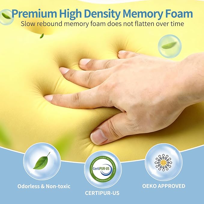 Cervical Neck Pillow for Pain Relief - Ergonomic Side Sleeper Pillow for Neck Support, Cooling Memory Foam Pillows for Sleeping, Contour Pillow Orthopedic Bed Pillow for Back Stomach Sleepers
