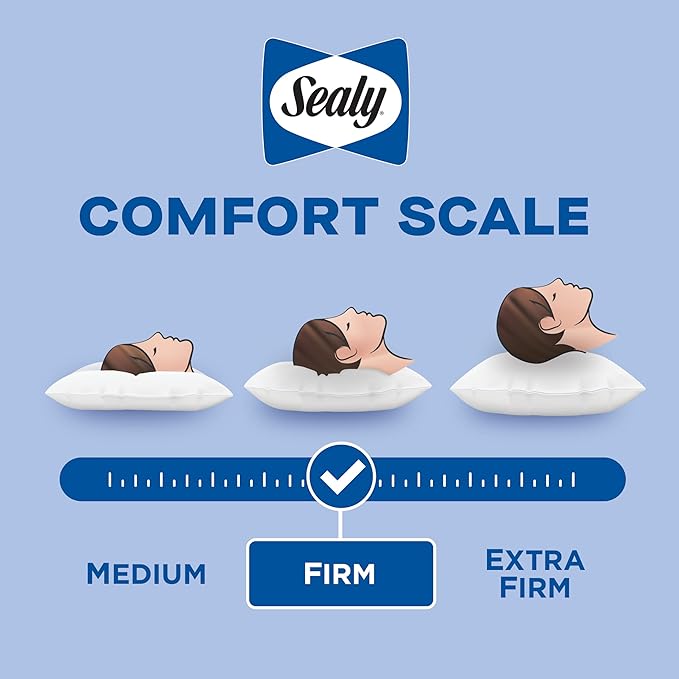 SEALY Clean Luxury Slumber Pillow, Odor Inhibiting, Cotton Cover Machine Washable, King, White, 2 Pack 