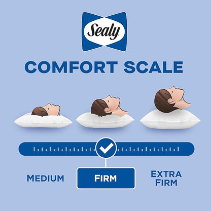 SEALY Perfect Temp Bed Pillows, Plush 100% Cotton Cover, Soft, Breathable, Temperature Balancing, Moisture Wicking, Hypoallergenic EverFluff Fiberfill, Machine Washable, Standard/Queen, White- 2 Pack