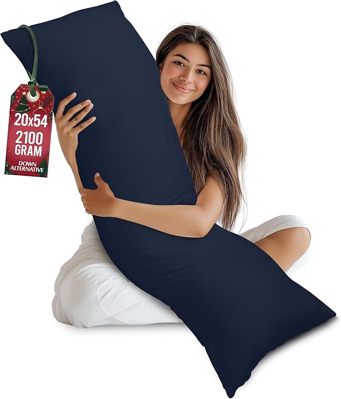 Utopia Bedding Full Body Pillow for Adults (Navy, 20 x 54 Inch), Long Pillow Insert for Sleeping, Ideal for Side Sleepers