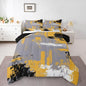 Feelyou Abstract Bedding Set Kids Modern Abstract Art Comforter Set Yellow Grey Black Comforter for Boys Room Decor Lightweight Retro Duvet Set King Size with 2 Pillow Case