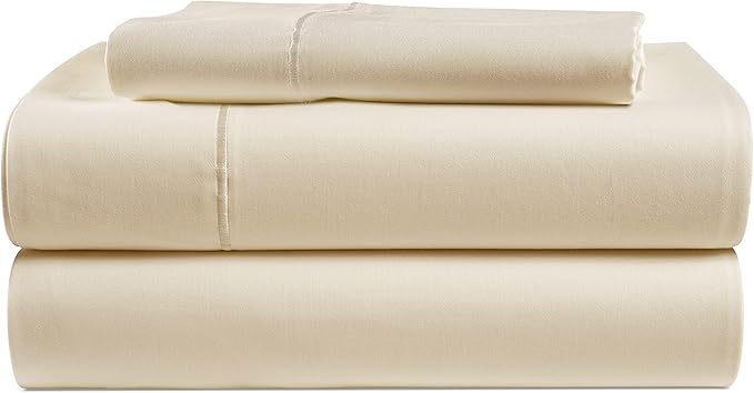 LANE LINEN 100% Egyptian Cotton Bed Sheets Twin XL, Long Staple Soft & Comfy Sateen Weave No Pill Fade Resistant Machine wash Extra Long Twin Sheets for Hospital Bed - Ivory