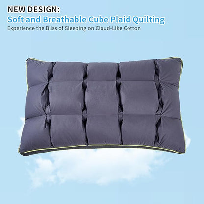 YOUR MOON Soft Pillow Queen Size of 2 for Sleeping, Super Soft Support Down Alternative Pillow, 100% Cotton Shell Luxury Comfy Fluffy Bed Pillows for Sleep(Gray)