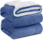 KAWAHOME Sherpa Fleece Twin Size Blanket for Bed - Extra Warm and Heavy Thick Blankets for Winter, Super Soft 500GSM Plush Blanket, 66"X 90" Washed Blue