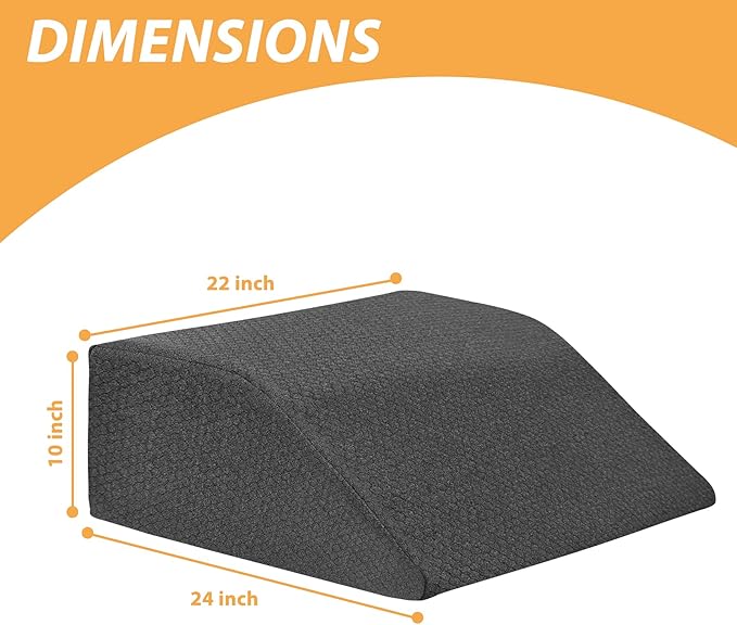 Bedluxe Leg Elevation Pillows, Leg Pillows for Sleeping, Cooling Gel Memory Foam Top, Wedge Pillow for Legs, Leg Wedges for Circulation, Swelling, After Surgery - Removable Cover (10 Inch, Black)