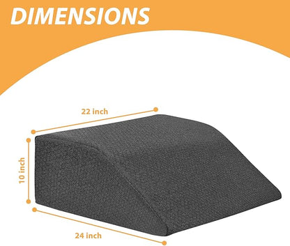 Bedluxe Leg Elevation Pillows, Leg Pillows for Sleeping, Cooling Gel Memory Foam Top, Wedge Pillow for Legs, Leg Wedges for Circulation, Swelling, After Surgery - Removable Cover (10 Inch, Black)