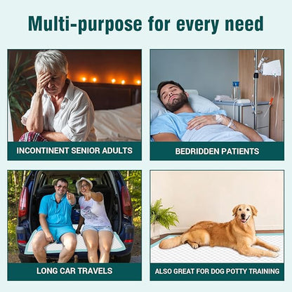 Heavy Duty Disposable Bed Pads 48" x 36" 10 Count Underpads Extra Large Incontinence Bed Pads Tear-Resistant Absorbency Chux Pads Pee Pads for Adult Elderly Puppy Pads for Training