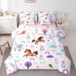 Erosebridal Twin Bed in a Bag Floral Horse Comforter Set with Sheets 7Pieces All Season Cartoon Zoo Animal Bedding Sets with Comforter, Cushion Covers, Flat Sheet, Fitted Sheet and Pillowcase