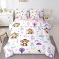 Erosebridal Queen Comforter Set 7 Pieces,Floral Monkey Reversible Bed in a Bag Queen,Cartoon Animal Queen Bedding Set,Cute Flower Comforter, Flat Sheet, Fitted Sheet, Pillowcases, Pillow Shams