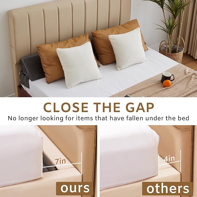 Bedluxe King Wedge Pillow Headboard (76"x10"x6"), Bed Wedge Pillow for Headboard, Foam Headboard Pillow, Bed Gap Filler King - Fill The Gap (0-7"), Mattress Gap Filler (Short Plush, 76"x10"x6")
