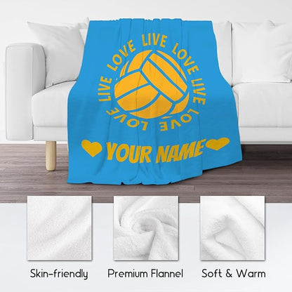 Personalized Volleyball Gifts, Volleyball Blanket for Teen Girls Team Player Party Decorations, Custom Sport Throw Gift Ideal for Women Adults, 60"x80"